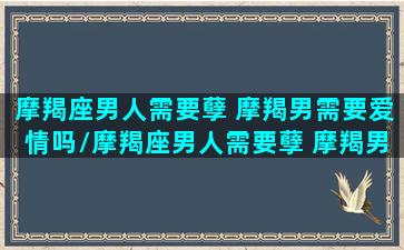 摩羯座男人需要孽 摩羯男需要爱情吗/摩羯座男人需要孽 摩羯男需要爱情吗-我的网站